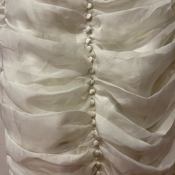 House of CB ASTRID IVORY CHIFFON STRAPLESS RUFFLE DRESS - Picture 6 of 11